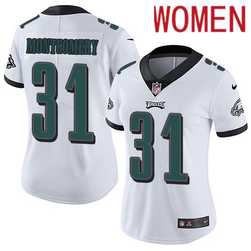 Women Philadelphia Eagles #31 Wilbert Montgomery Nike White Vapor Limited NFL Jersey->women nfl jersey->Women Jersey
